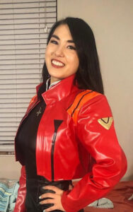 Mina Moon with red jacket